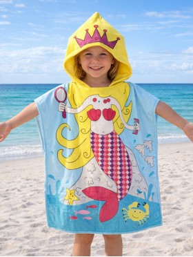 Kids Mermaid Patterned Hoodie Towel